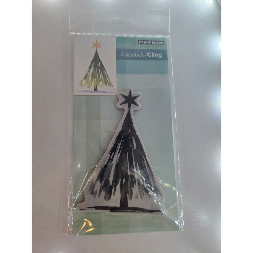 NEW Penny Black Glisten 40-698 Christmas Tree Slapstick Cling Rubber Stamp